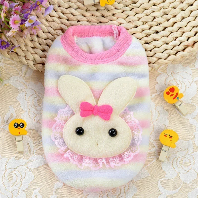 Cartoon Print Plush Vest for Small Animals & Kittens