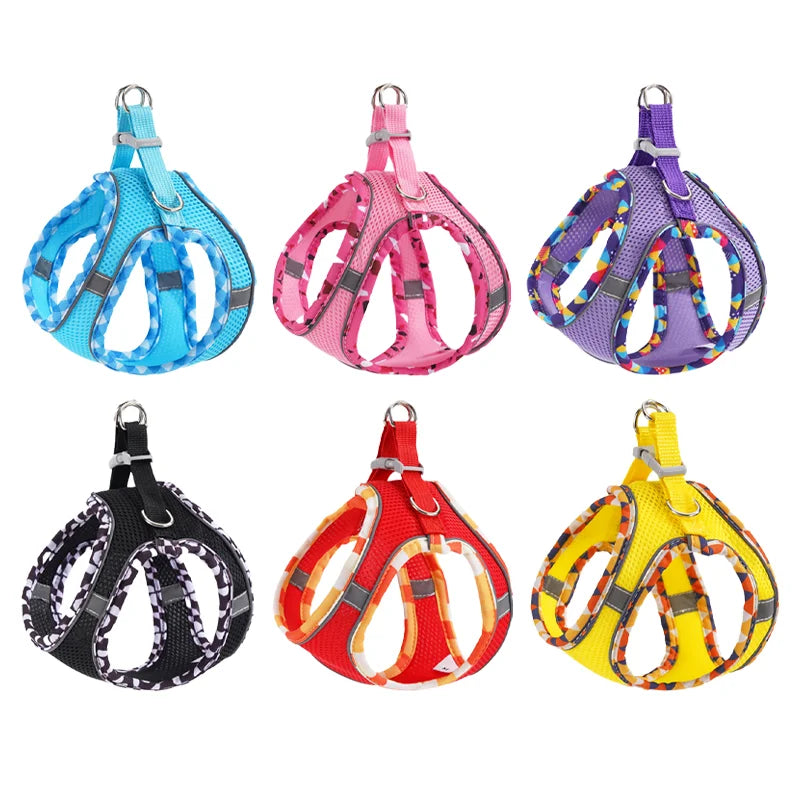 Reflective Padded Pet Harness & Retractable Lead Set — Tangle-Free for Small Dogs & Cats