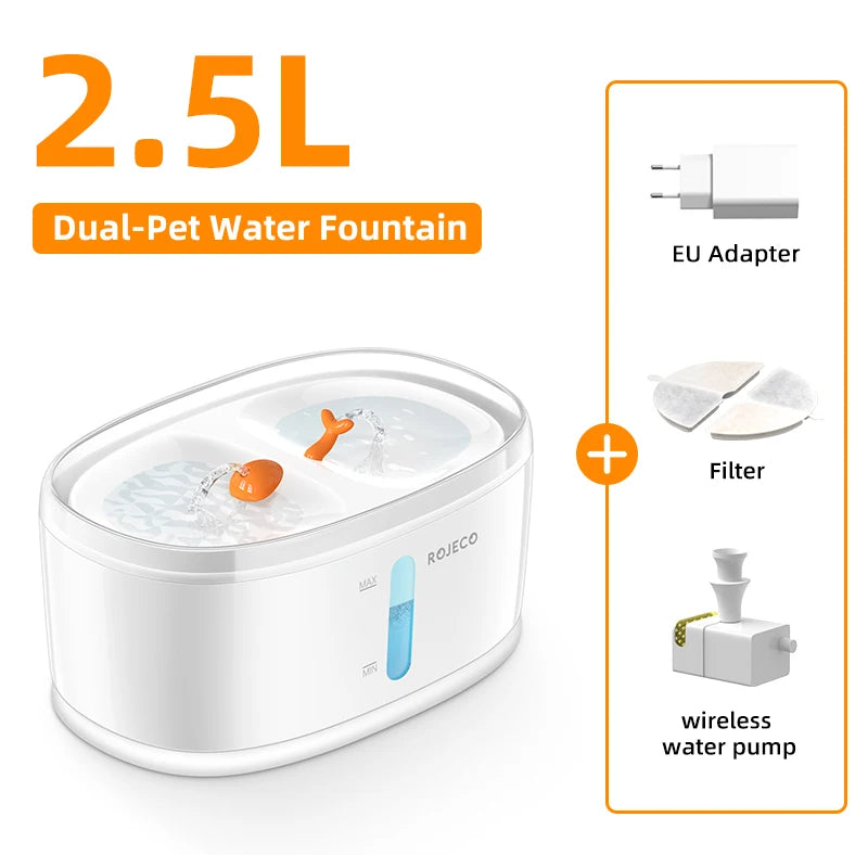 Automatic Wireless Dual-Flow Pet Water Fountain for Cats & Dogs