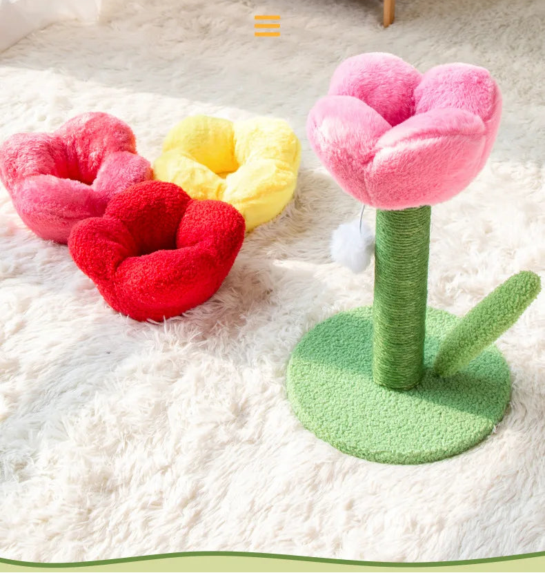 Tulip Cat Tower with Sisal Scratching Post & Kitten Teaser