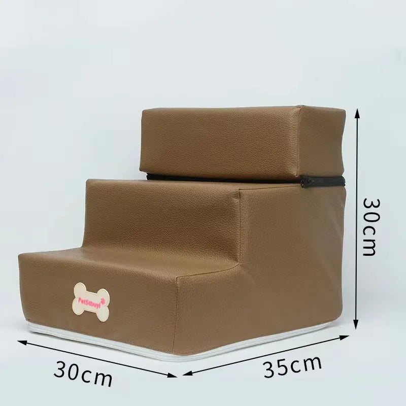Anti-Slip Pet Stairs with Removable Washable Cover – 2 or 3 Step Ramp for Dogs & Cats