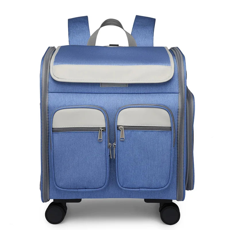 4-in-1 Wheeled Pet Carrier Backpack with Stroller & Car Seat