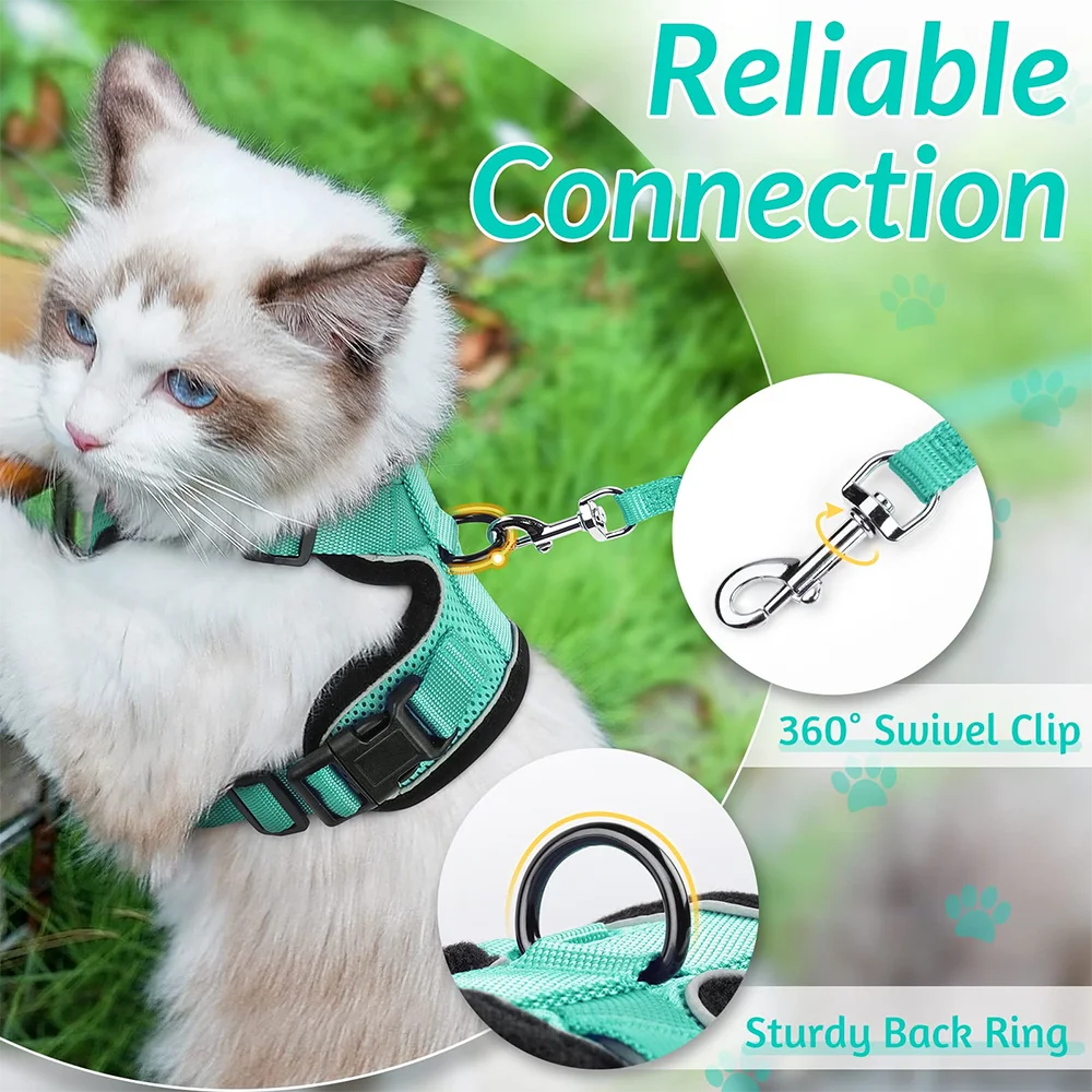 Escape-Proof Cat Harness & Lead Set — Adjustable Reflective Mesh Vest for Cats & Small Dogs