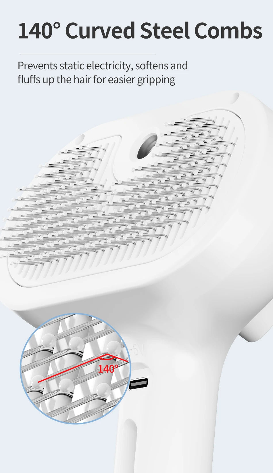 Brosse à vapeur pour poils d'animaux — Brosse de toilettage électrique pour chats et chiens