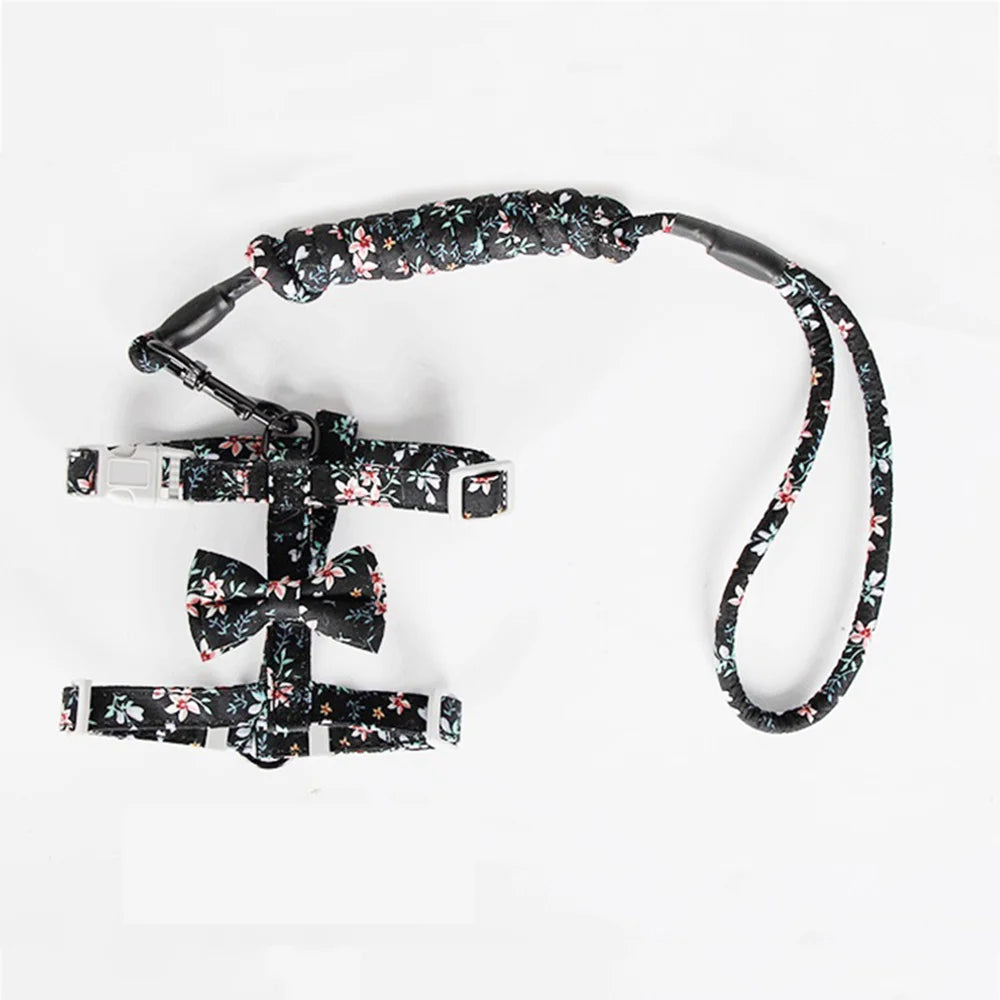 Floral Print Harness & Leash Set for Cats & Small Dogs