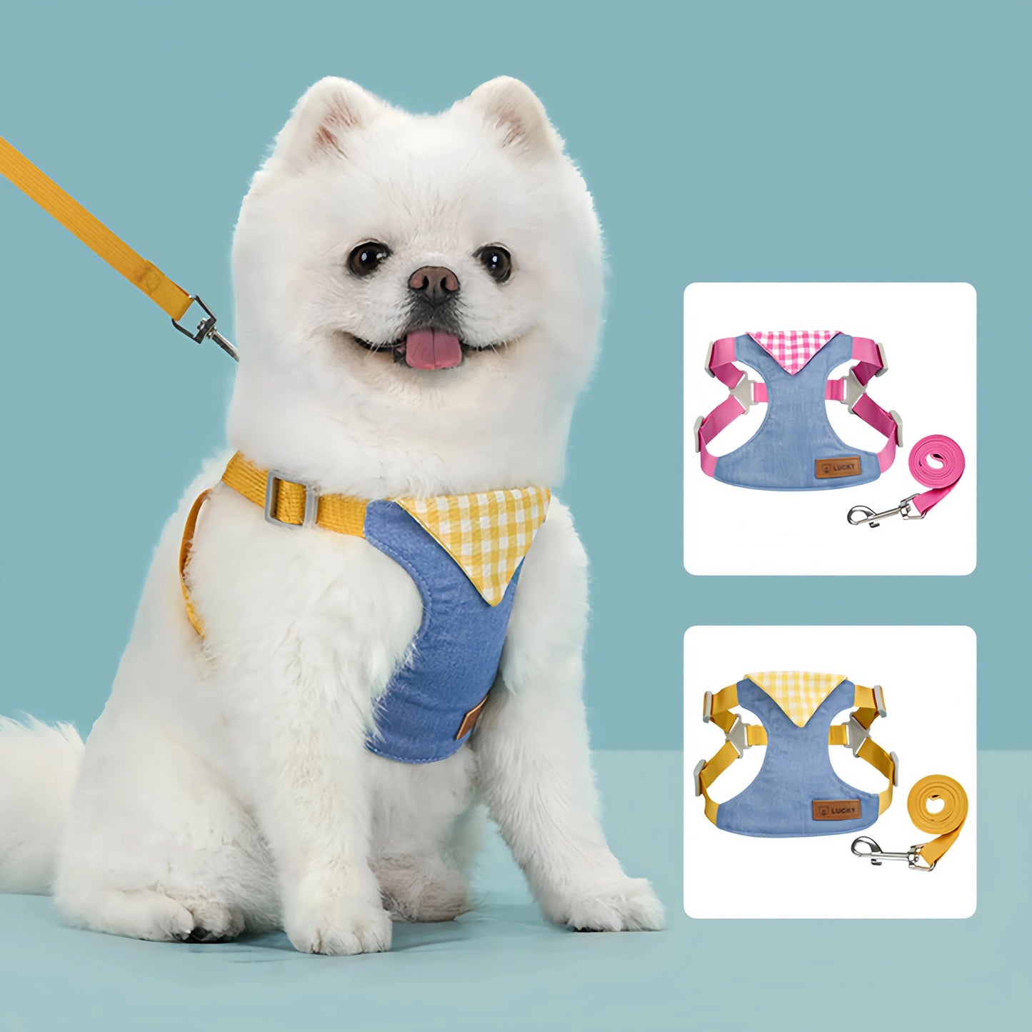 Denim No-Pull Harness & Leash Set for Dogs & Cats