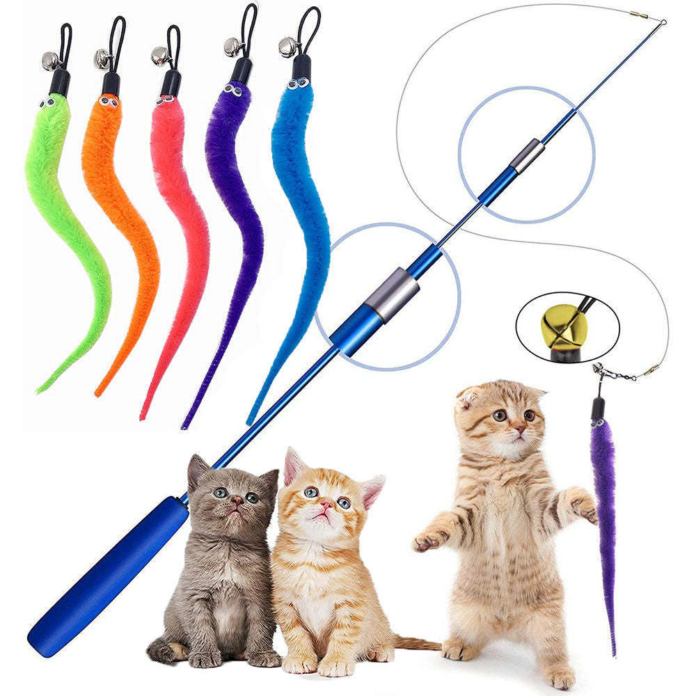 Ensemble d'accessoires de remplacement pour jouets pour chats avec souris, ver et balle