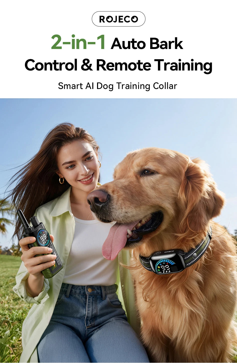 Collier de dressage pour chien avec télécommande 1000m, vibrations et anti-aboiements