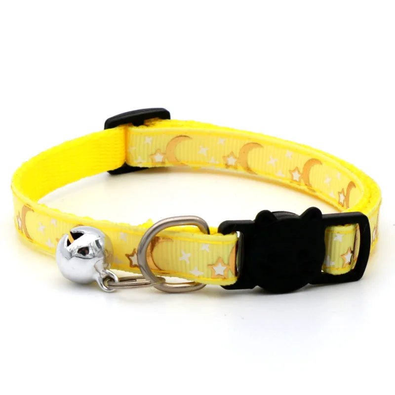 Reflective Moon and Star Safety Cat Collar with Breakaway Buckle