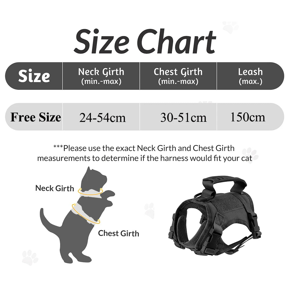 Tactical Vest Harness for Cats & Small Dogs with Bonus Stickers