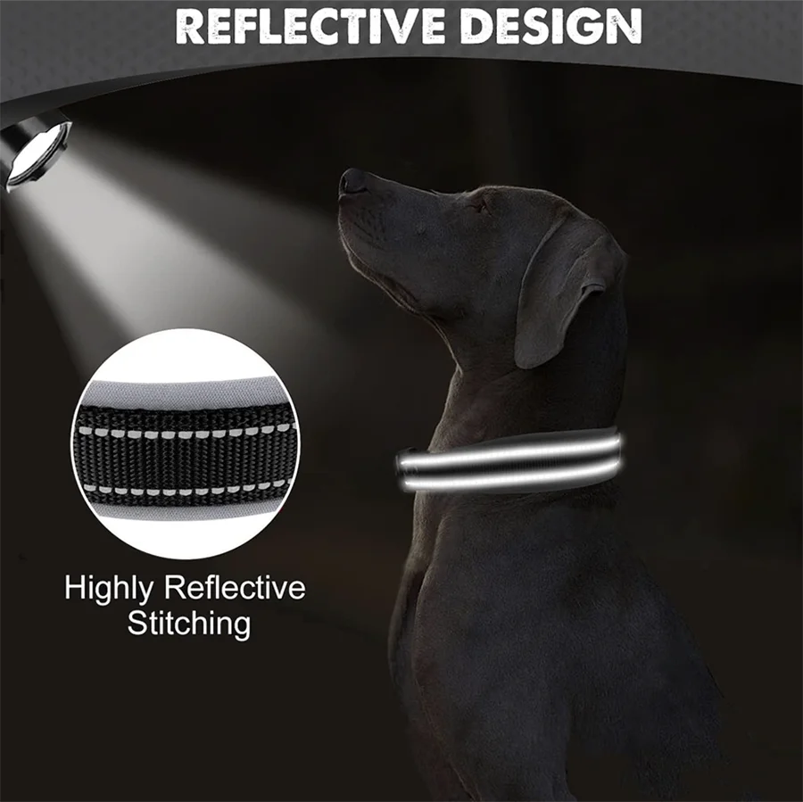 Padded Reflective Dog Collar | Adjustable Heavy-Duty Nylon & Neoprene