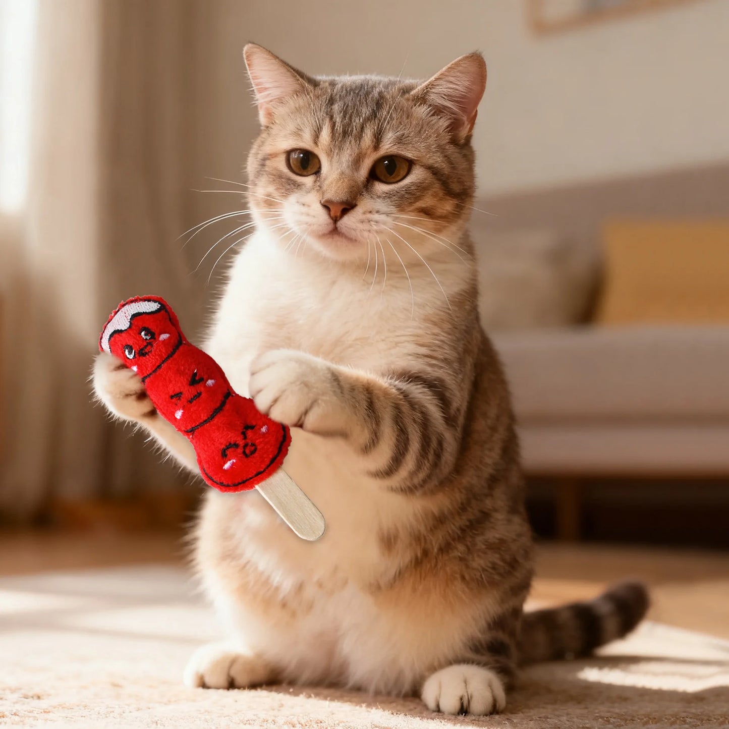 Jouet à mâcher interactif en peluche en forme de poisson pour chat