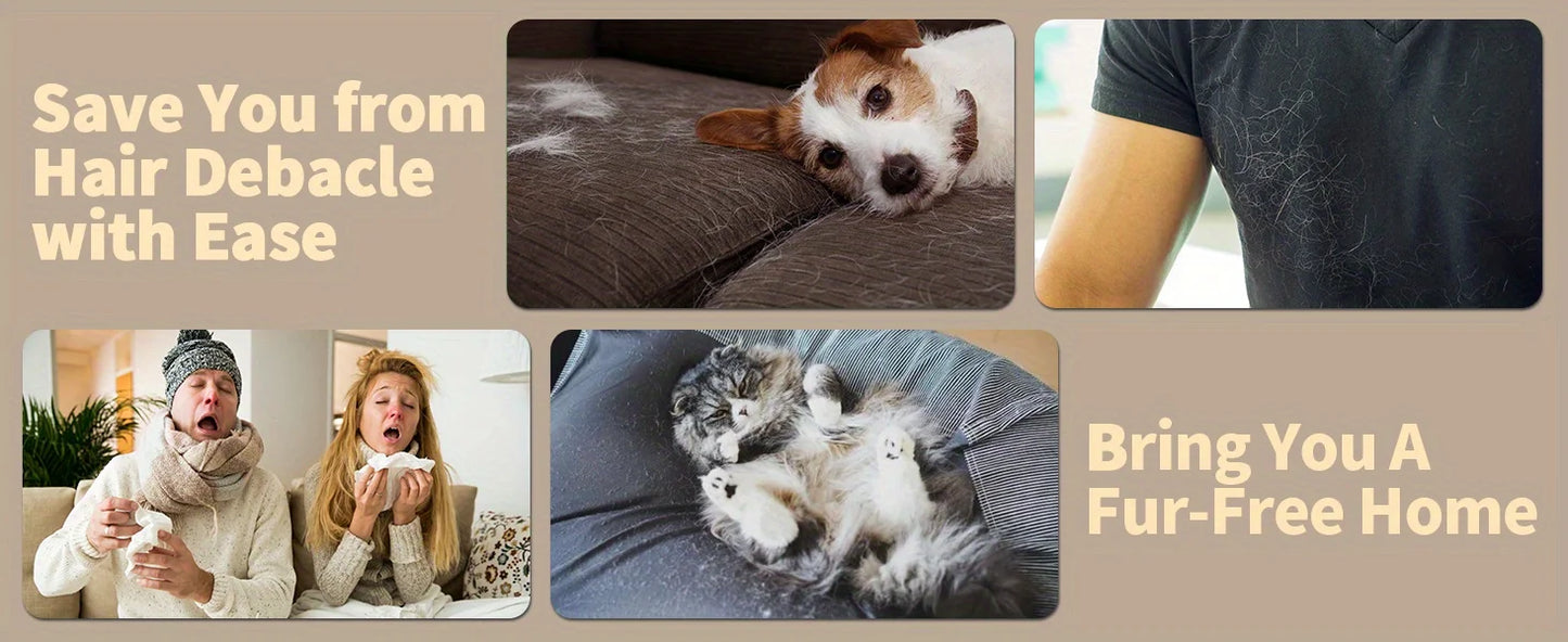 Rouleau anti-poils réutilisable pour animaux de compagnie - Élimination efficace des poils pour les meubles et les voitures