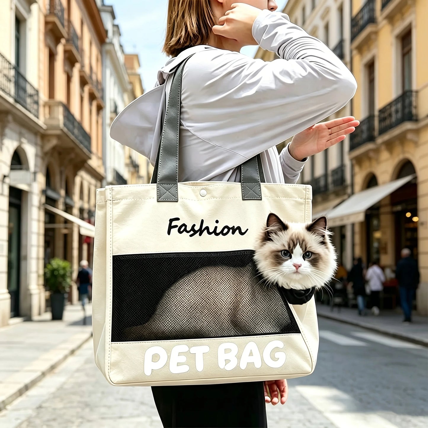 Breathable Canvas Carrier Bag for Cats & Small Dogs