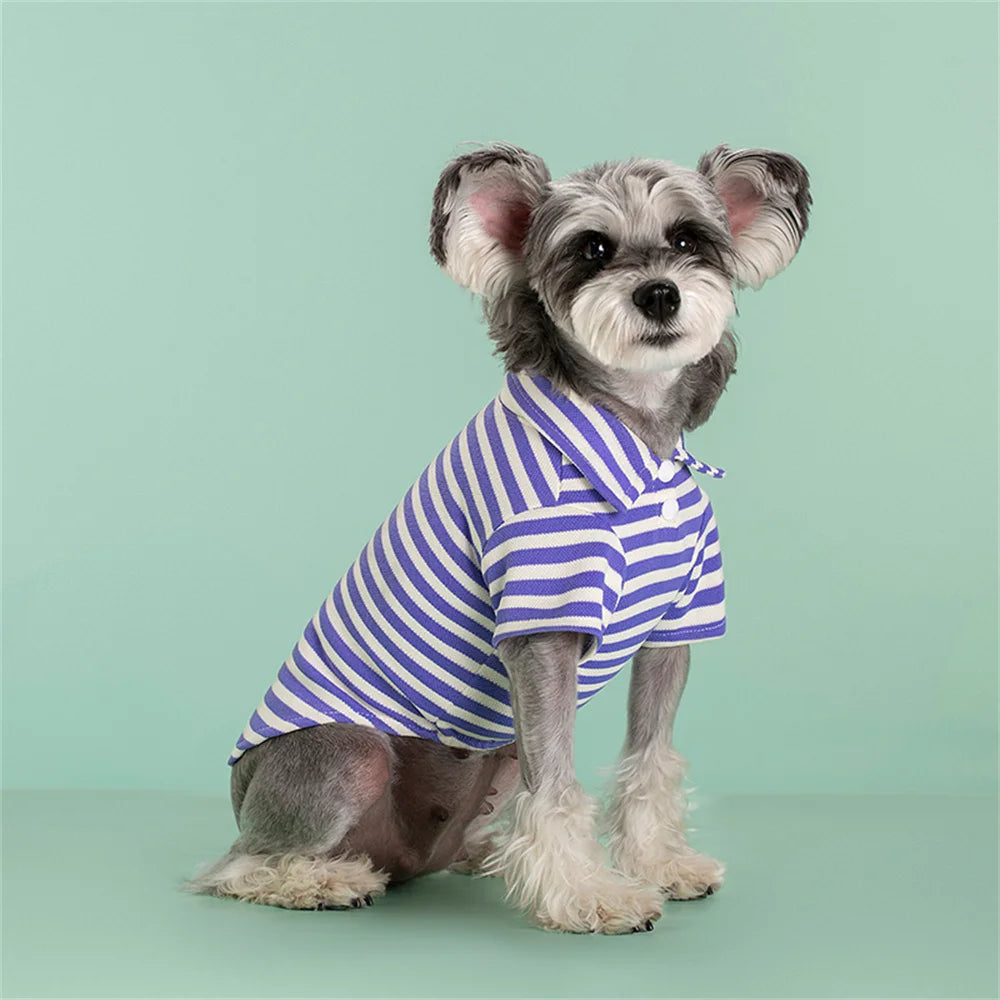 Striped Polo Shirt for Cats & Small Dogs