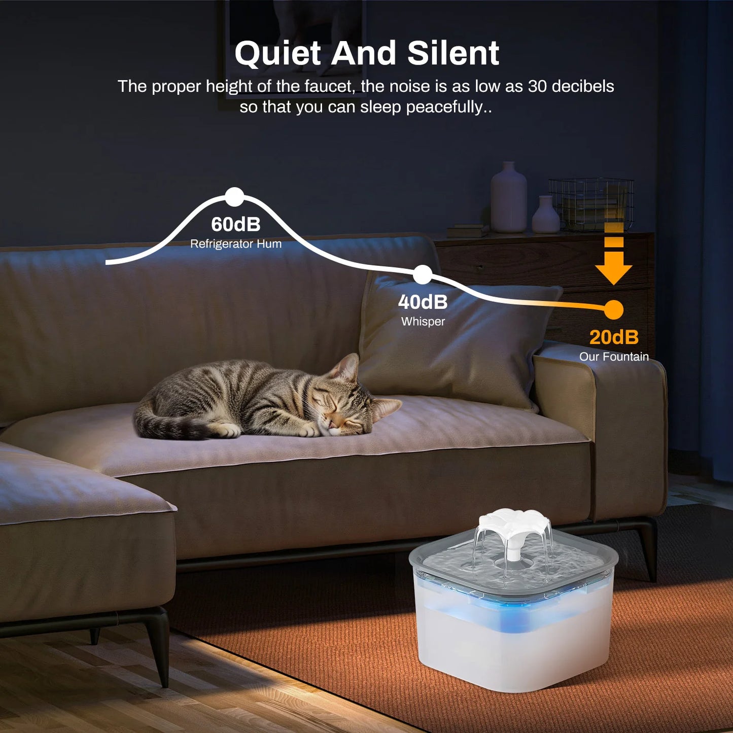 Fontaine à eau pour animaux de compagnie de 2,6 litres avec pompe à eau filtrée silencieuse, distributeur d'eau pour chats, chiens et animaux de compagnie d'intérieur