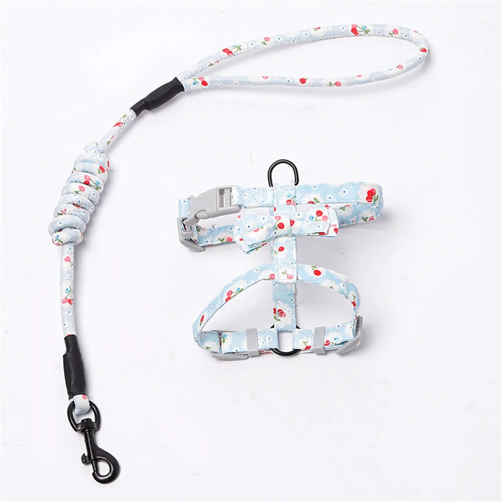 Floral Print Harness & Leash Set for Cats & Small Dogs