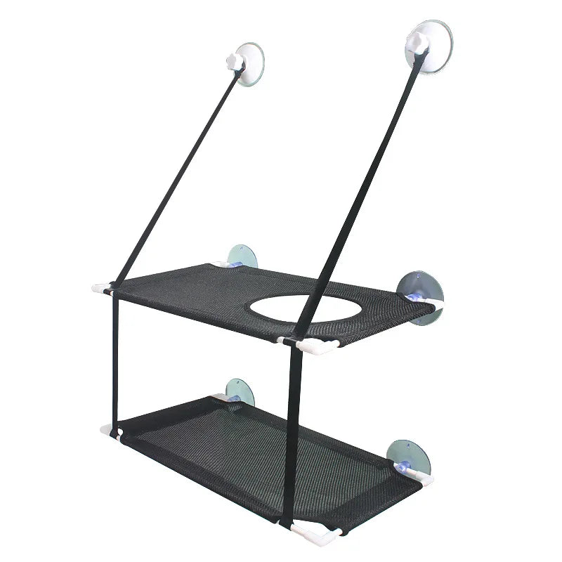 Double-Decker Window Cat Hammock – Suction Cup Bunk Bed for Cats