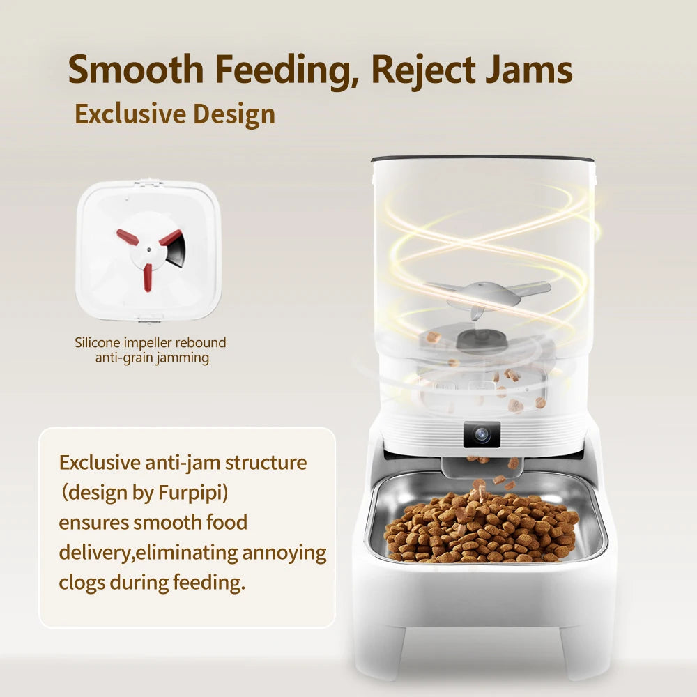4.5L Elevated Smart Pet Feeder — 15cm Raised Stand, 1080P Camera or Key Control for Cats & Dogs