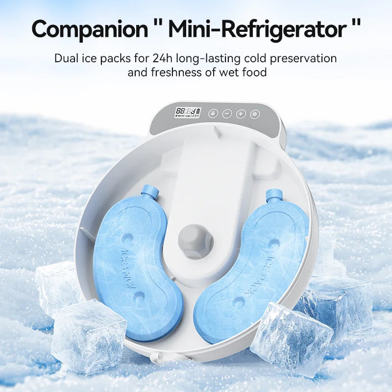 Distributeur Automatique de Croquettes 4 Repas - Distributeur Intelligent Nourriture Sèche et Humide pour Chats et Chiens