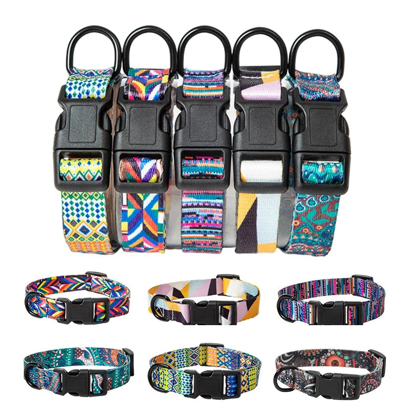 Bohemian Style Dog Collar & Leash Set – Adjustable for Small, Medium & Large Dogs