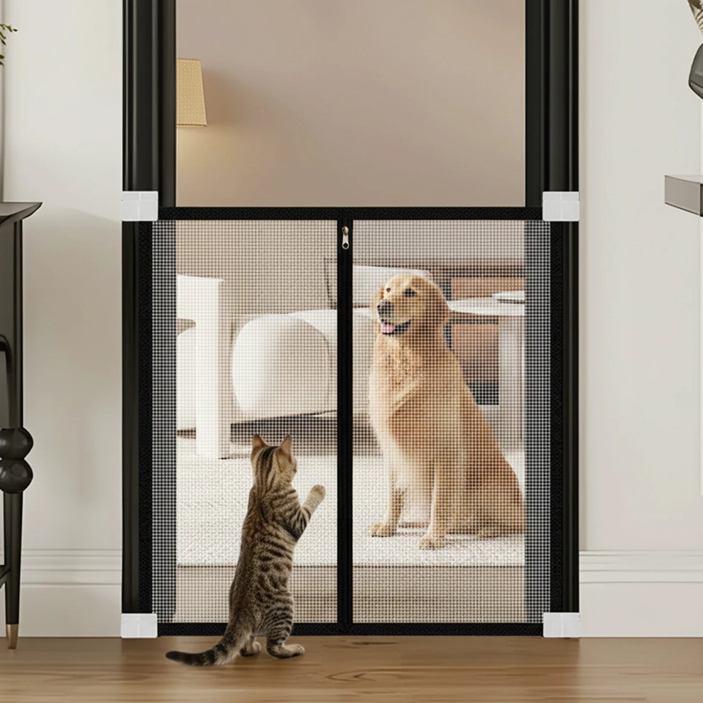 No-Drill Mesh Pet Gate Fence for Cats & Dogs