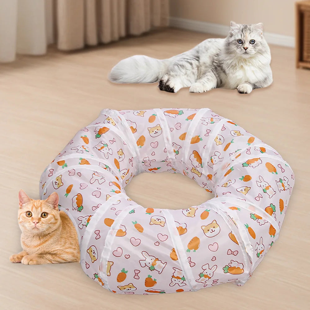 Tunnel pour chat - Tunnel de jeu rond pliable