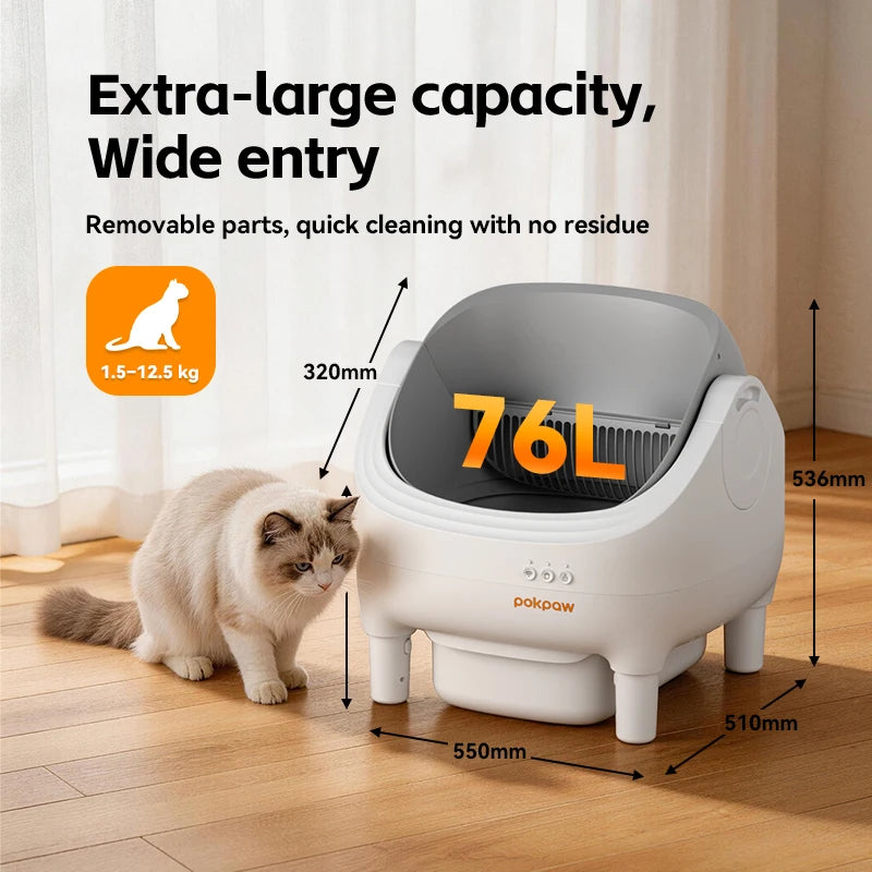 76L Large Automatic Self-Cleaning Cat Litter Box – Smart Open Sandbox