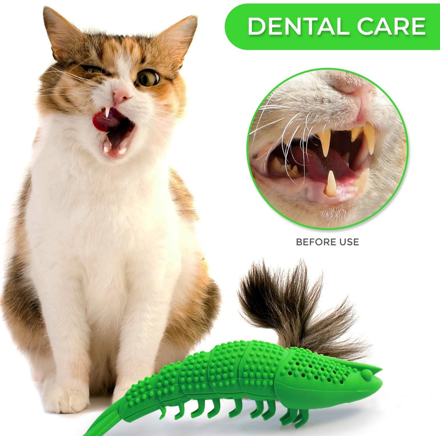 Interactive Cat Toothbrush Chew Toy - Durable Rubber Dental Care and Treat Dispenser