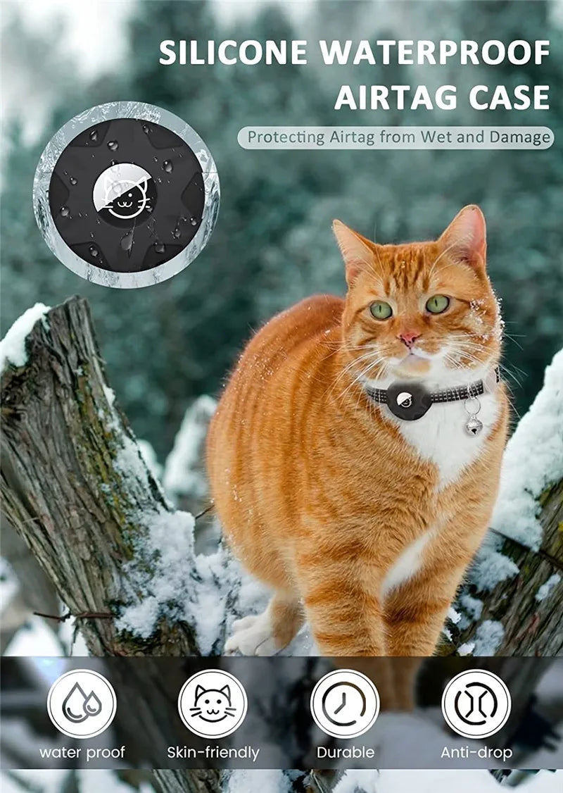 Support de collier pour animaux de compagnie avec design réfléchissant - Étui AirTag en silicone avec clochette