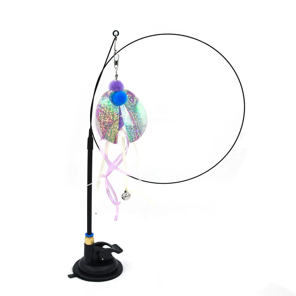 Hands-Free Suction Cup Cat Toy - Interactive Feather Wand Set