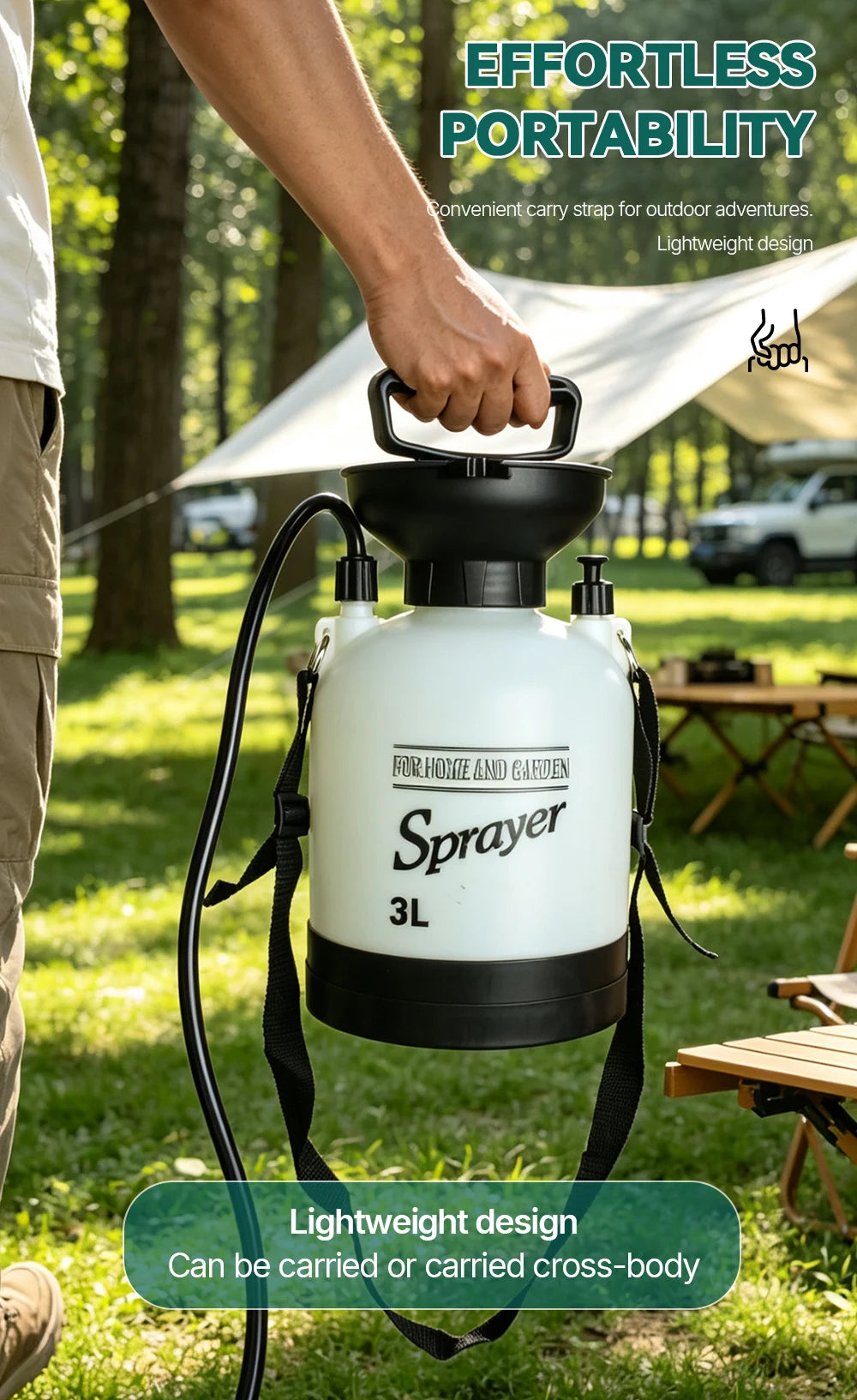 Portable Manual Camping Shower Pump with 3m Hose