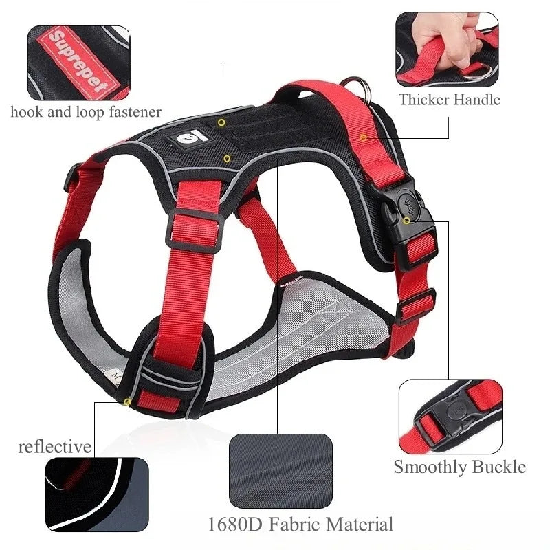 Harnais pour chien avec sangle de poitrine et conception de gilet tactique