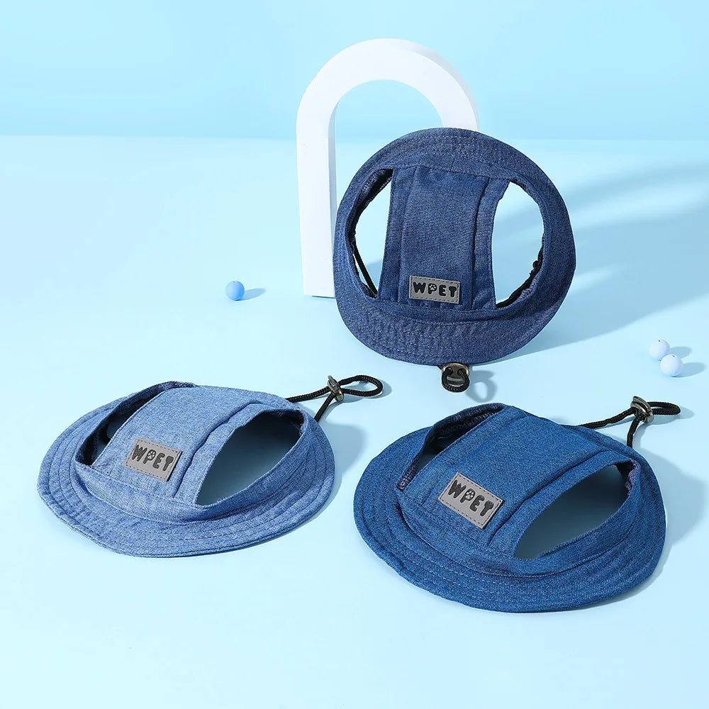 Washed Denim Dog Sun Hat