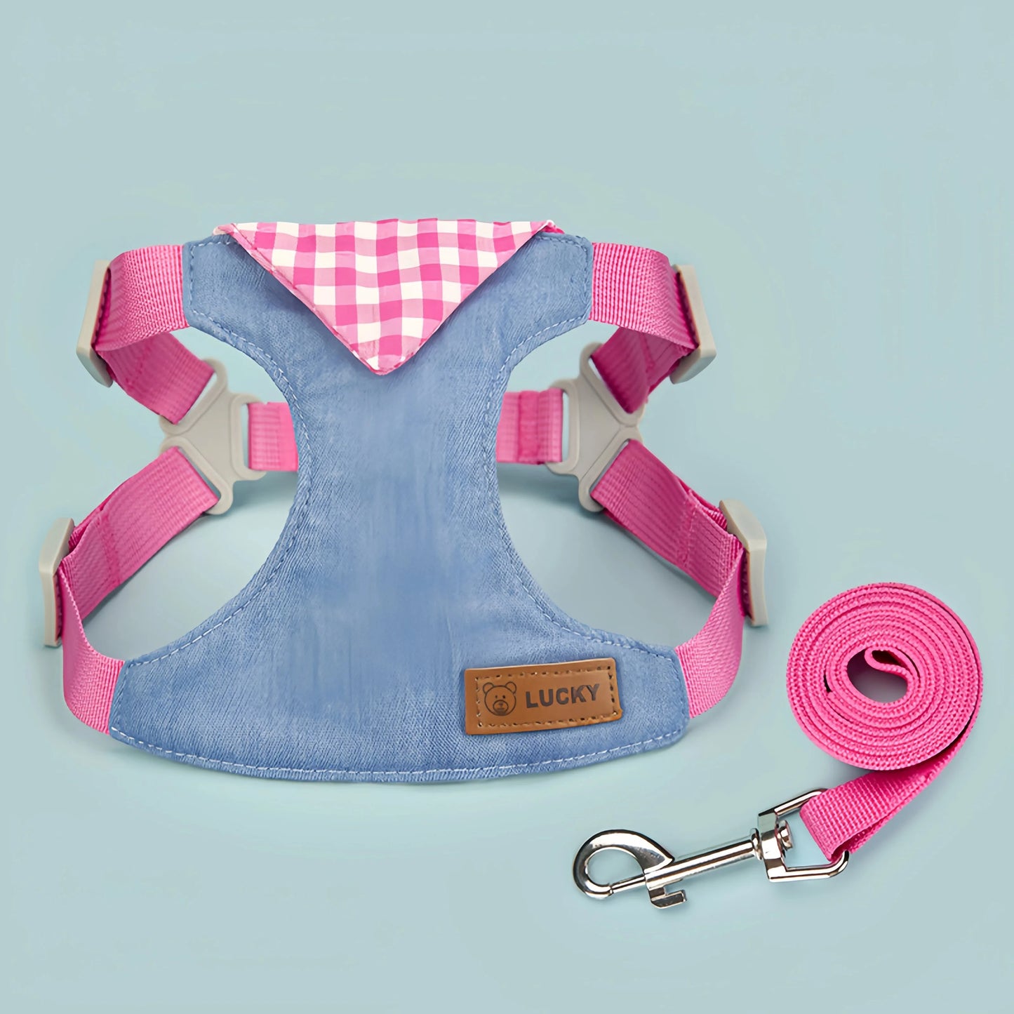 Denim No-Pull Harness & Leash Set for Dogs & Cats