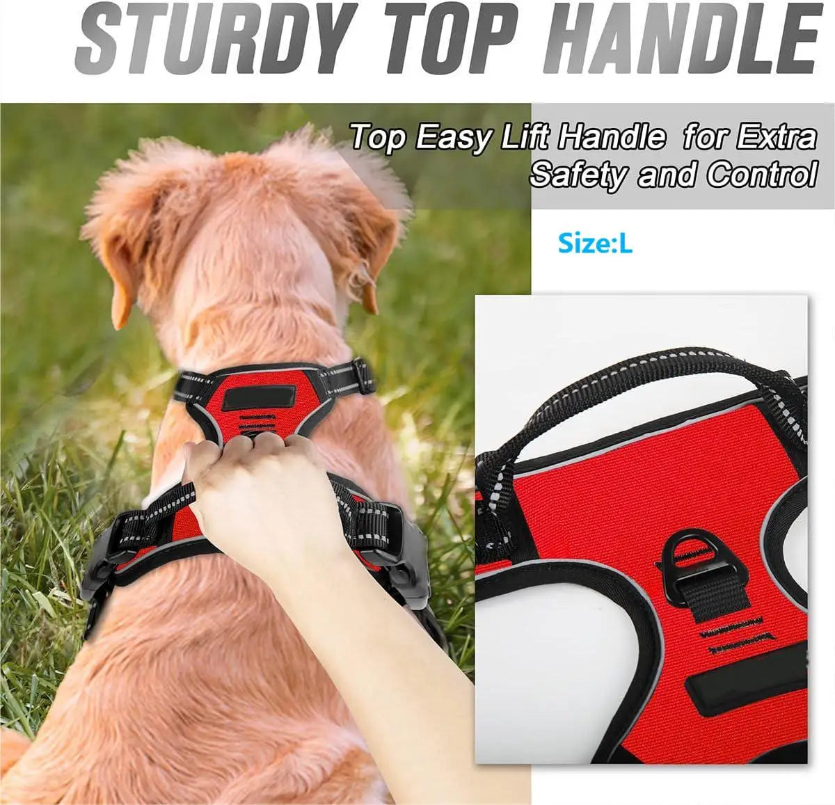 Harnais anti-traction pour chien avec attache frontale et poignée | Gilet réfléchissant robuste pour des promenades faciles