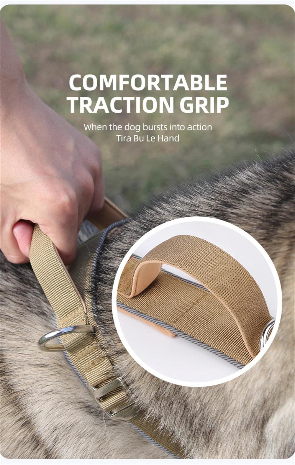 Padded Reflective Tactical Dog Collar for Medium & Large Dogs