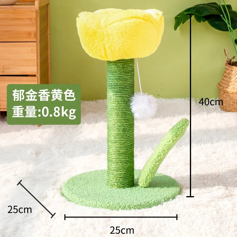 Tulip Cat Tower with Sisal Scratching Post & Kitten Teaser