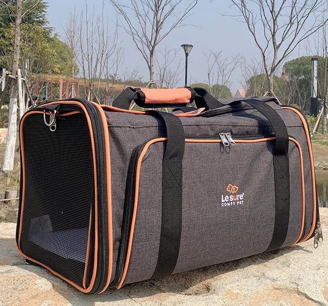 Expandable Pet Carrier with Fleece Pad & Storage Pockets
