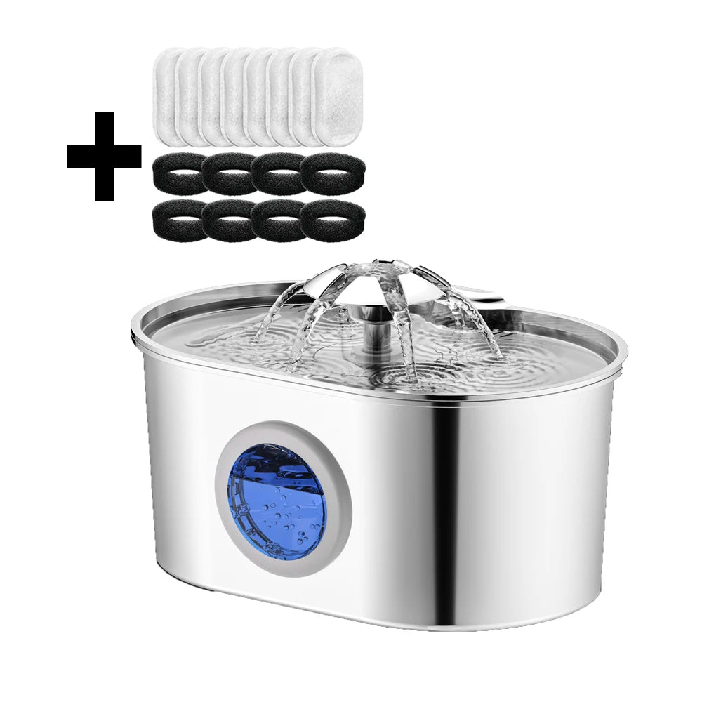 Automatic Cat Water Fountain Stainless Steel Pet Fountain Dog Water Dispenser With USB Electric Ultra-Quiet Pump Cat Supplies