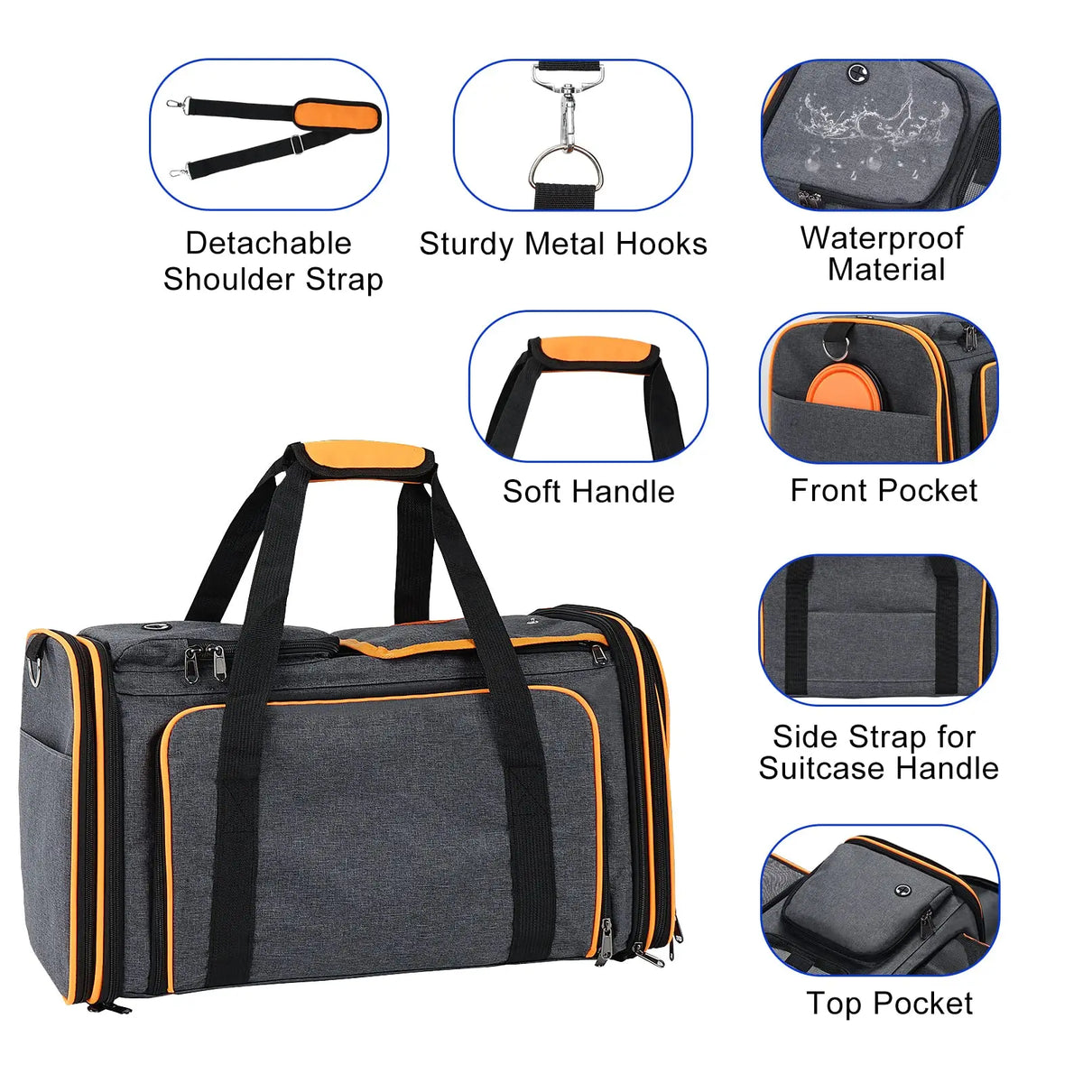 Expandable Pet Carrier with Fleece Pad & Storage Pockets