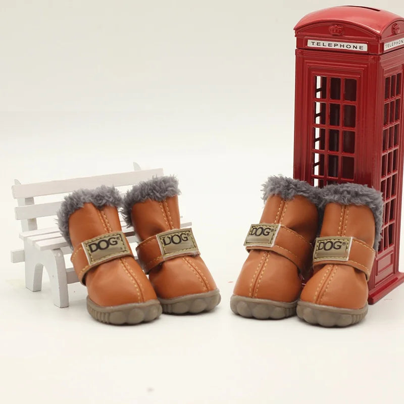 Waterproof Winter Snow Boots for Small Dogs – Set of 4