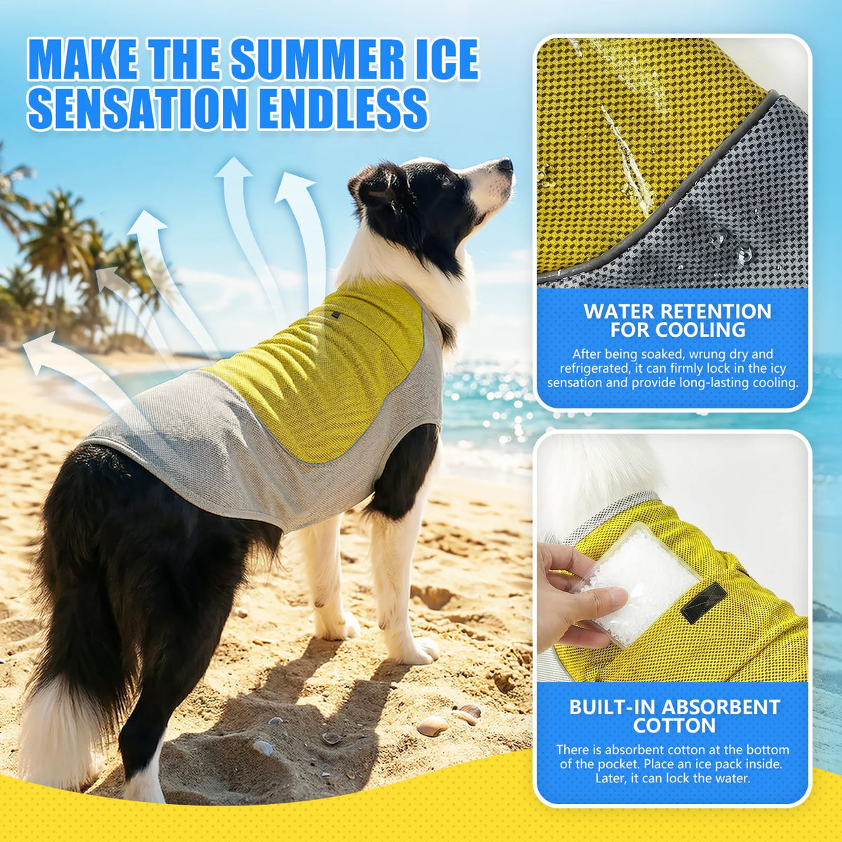 Breathable Dog Cooling Vest with Ice Pack Pocket — Heatstroke Prevention
