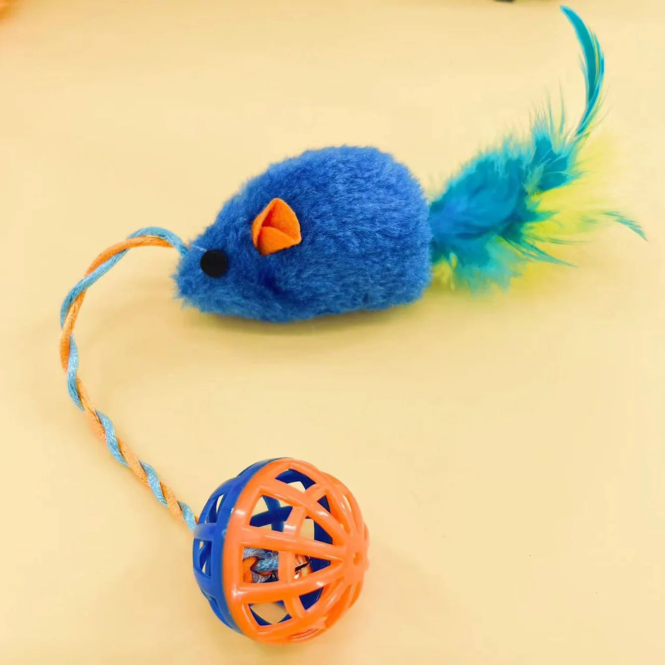 Lot de jouets interactifs pour chat : souris en peluche et balle à grelot