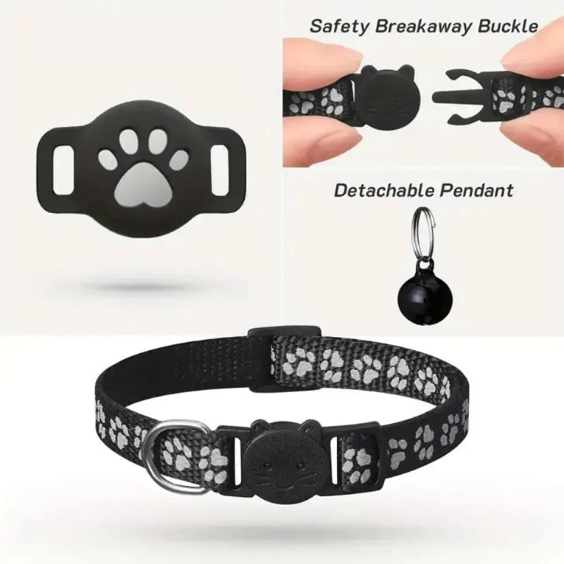 Reflective AirTag Pet Collar with Safety Buckle for Cats & Small Dogs