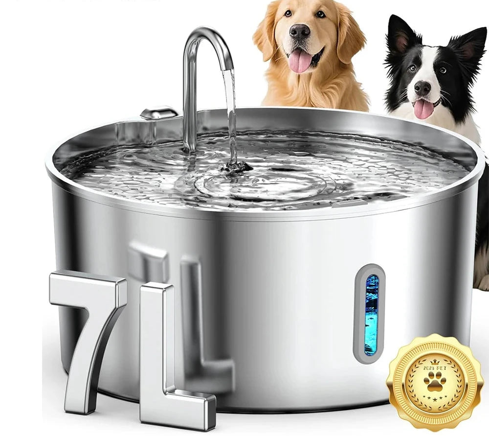 Fontaine à eau sans fil pour animaux de compagnie avec capteur - 7L Acier inoxydable