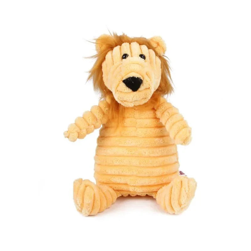 Jouet couineur en peluche pour chien - Forme d'animal en velours côtelé résistant aux morsures
