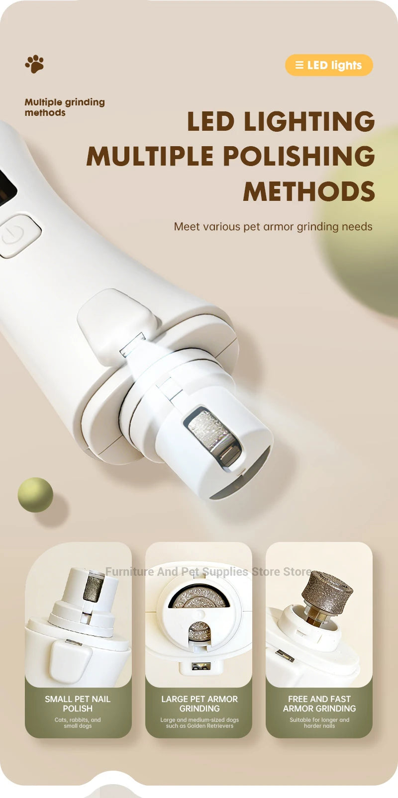 2-in-1 Electric Pet Nail Clipper & Grinder with LED