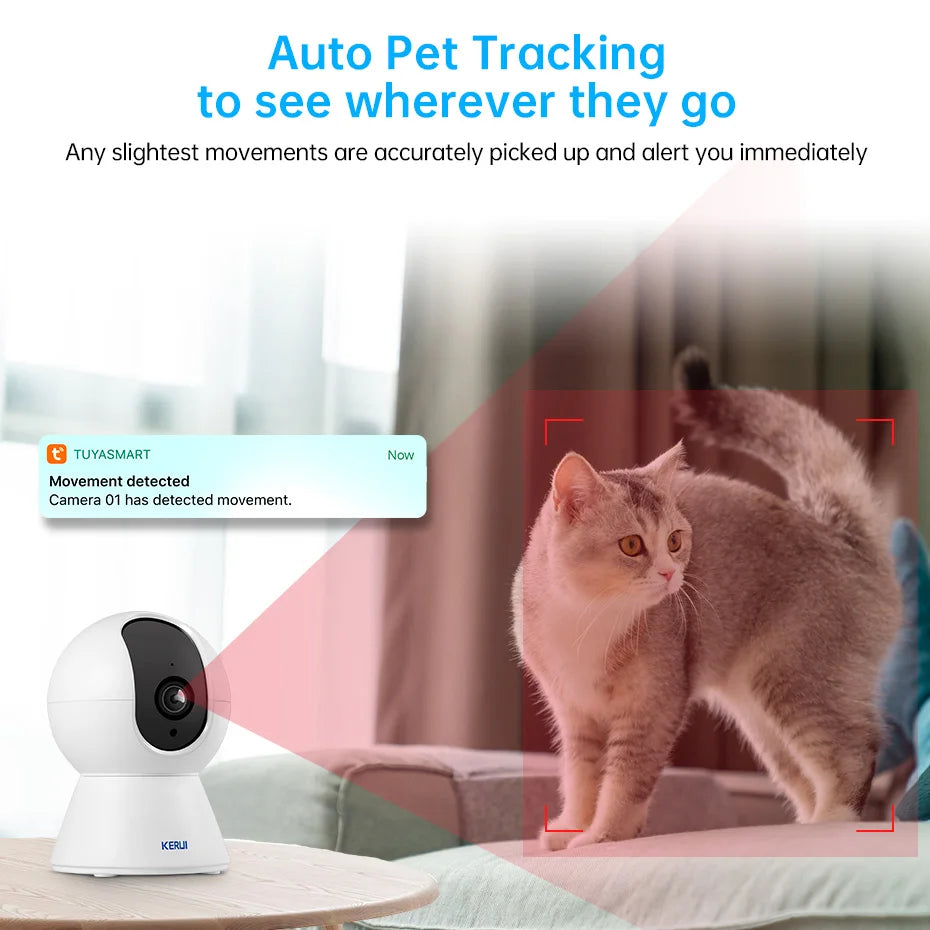 AI Auto-Tracking Pet Camera with 355° Pan-Tilt & Night Vision — 5MP or 8MP
