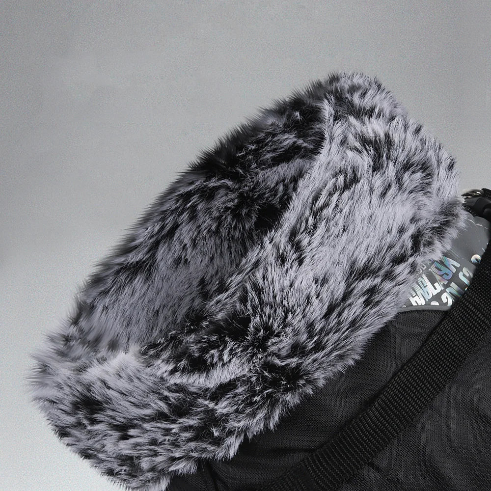 Reflective Waterproof Winter Dog Coat with Fur Collar & Harness